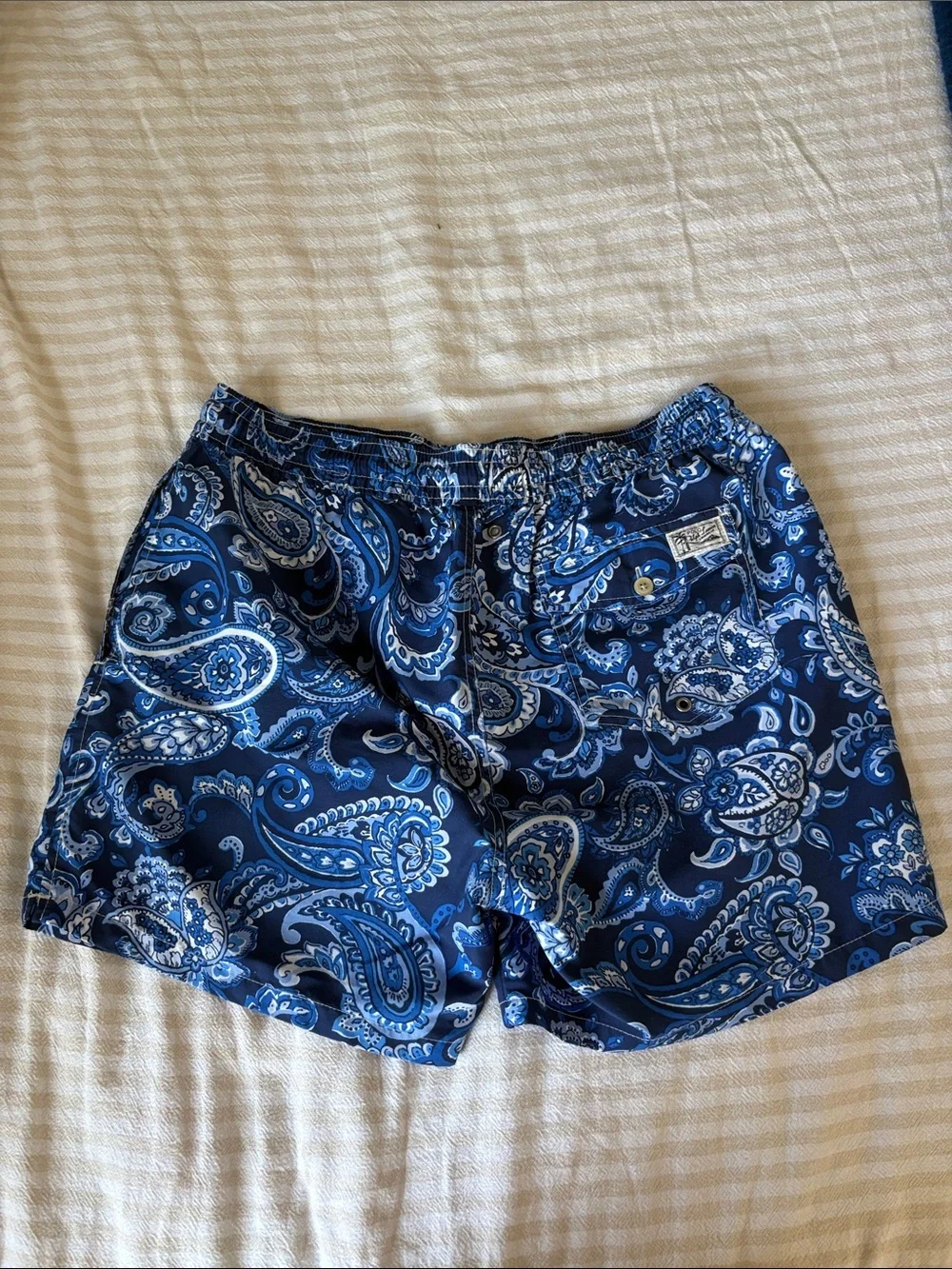 Polo by Ralph Lauren Navy and White Paisley Athletic Shorts
